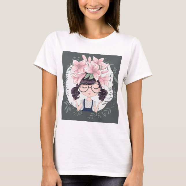 Camiseta garota com flores (Frente)