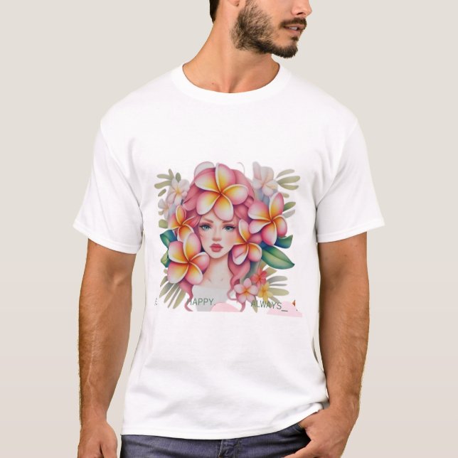 Camiseta Garota com Flores 🎽 design (Frente)