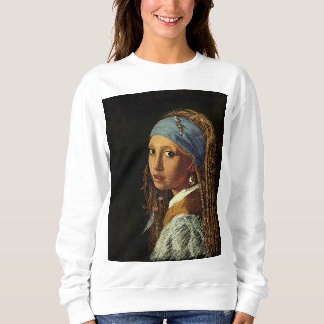 Camiseta Garota com paródia de brinco de pérola (Frente)