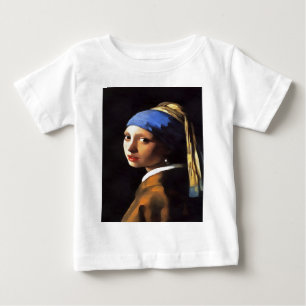 Camiseta Garota com pérolas ouvindo Johannes Vermeer