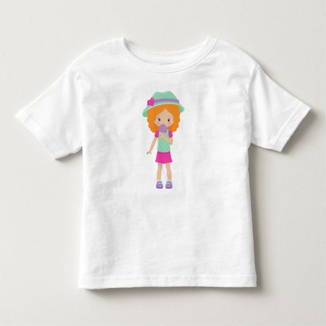 Camiseta Garota Com Sorvete, Menina, Cabelo Laranja (Frente)