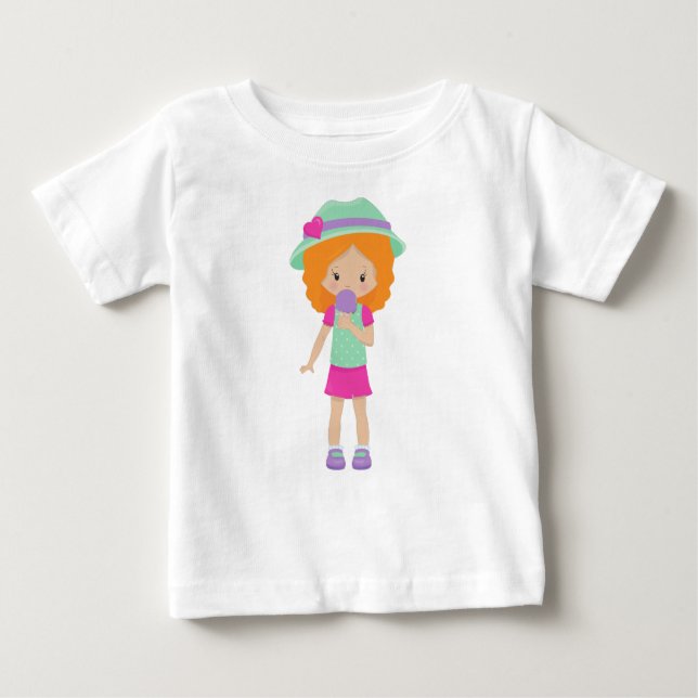 Camiseta Garota Com Sorvete, Menina, Cabelo Laranja (Frente)