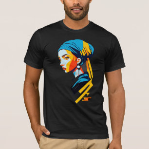 Camiseta Garota Com Um Olhar De Pérolas Pop Art nº 2