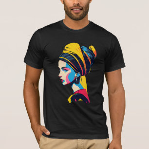 Camiseta Garota Com Um Olhar De Pérolas Pop Art nº 3