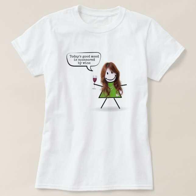 Camiseta Garota com vinho e citação divertida (Frente do Design)