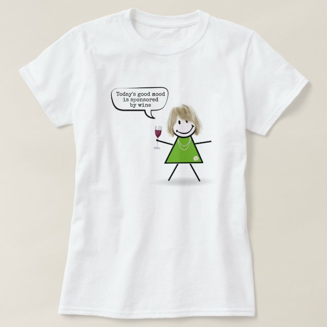 Camiseta Garota com vinho e citação divertida (Frente do Design)