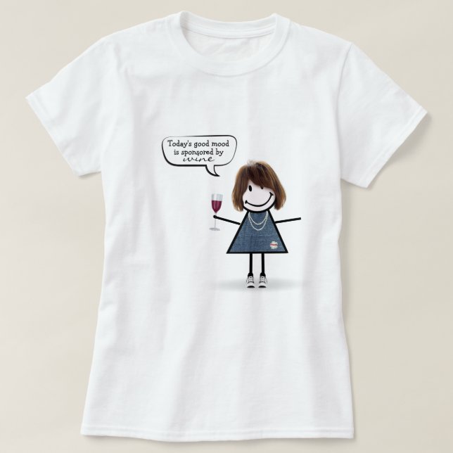 Camiseta Garota com vinho e tênis (Frente do Design)