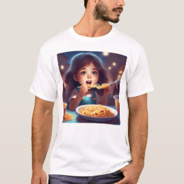 Camiseta Garota comendo espaguete