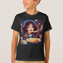 Camiseta Garota comendo espaguete