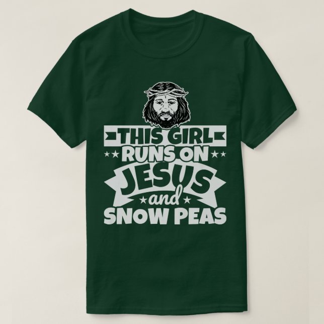Camiseta Garota corre em Jesus e ervilhas de neve (Frente do Design)
