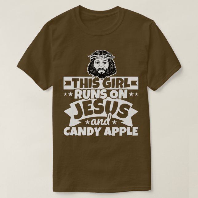 Camiseta Garota corre em Jesus e maçã doce766 (Frente do Design)