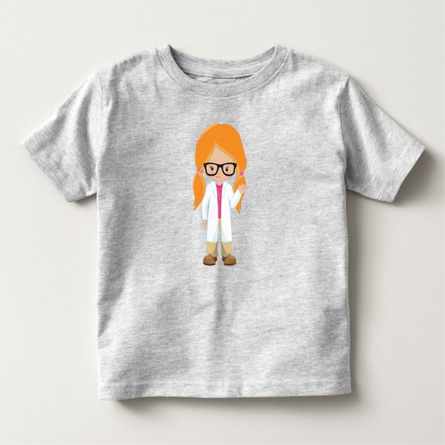 Camiseta Garota da Ciência, Cientista, Garota Bonita, Cabel (Frente)