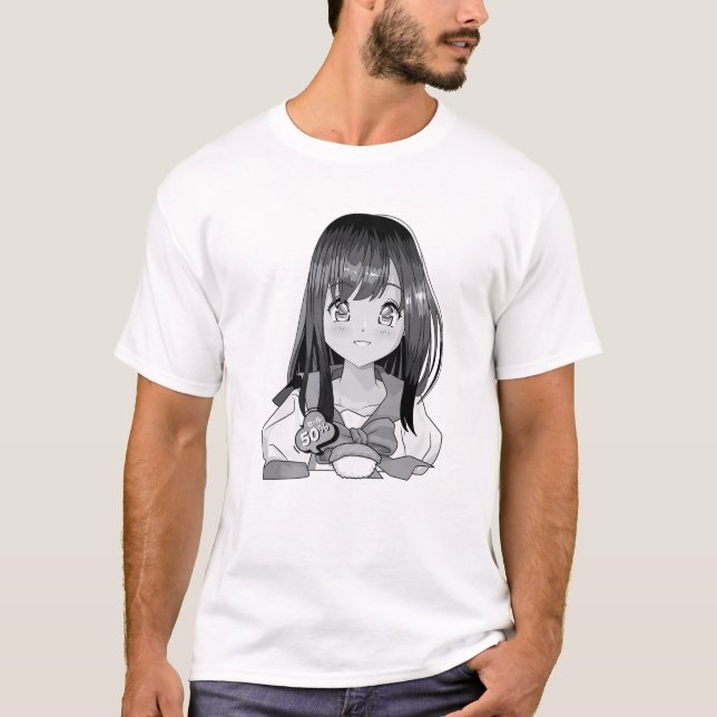 Camiseta Garota da Escola Tímida - Anime Kawaii Bonito - Ae (Frente)