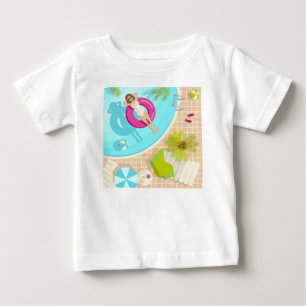 Camiseta Garota da festa na piscina de biquíni na praia de 
