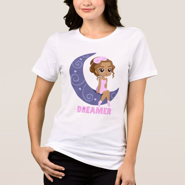 Camiseta Garota da Lua Sonhadora Fofa  Estética  Branco (Frente)