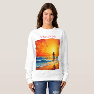 Camiseta Garota da praia do pôr do sol caminha pelo oceano