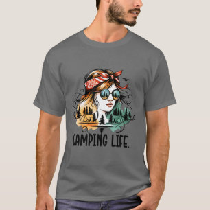 Camiseta Garota da Vida de Camping com Reflexo da Natureza