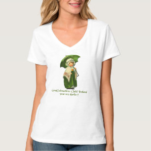 Camiseta Garota da Vintage com guarda-chuva