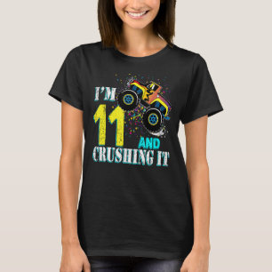Camiseta Garota de 11 anos 11 de aniversário Monstro de cam