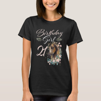 Camiseta Garota de 21 Anos de Idade Amante de Cavalos Anive