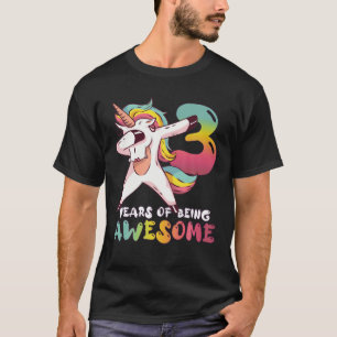 Camiseta Garota de 3 anos Dabbing aniversário de 3 anos Cla