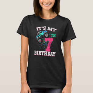 Camiseta Garota de 7 anos 7 de aniversário Monstro Garoto C