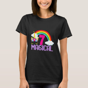 Camiseta Garota de 7 anos 7 mágica do Unicórnio