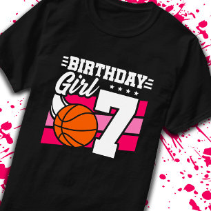 Camiseta Garota de 7 anos de idade de basquete de aniversár