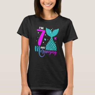 Camiseta Garota De 7 Anos Segunda 7 de Aniversário Sereia D