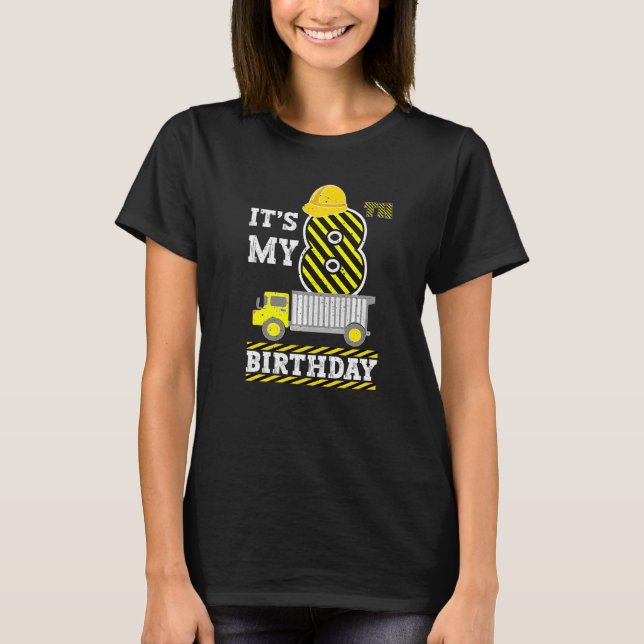 Camiseta Garota de 8 anos é o meu edifício de aniversário d (Frente)