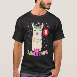 Camiseta Garota De 9 Anos De Idade, Cute Llama Alp