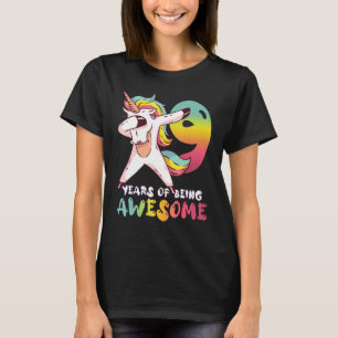 Camiseta Garota de 9 anos de idade Unicórnio Dabbing 9th Bi