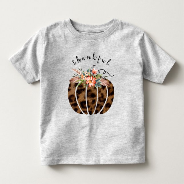 Camiseta Garota de Ação de Graças de Leopardo Caída de Bomp (Frente)