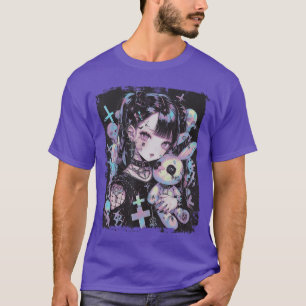 Camiseta Garota de Anime Bunny Gótica Fofa Roupa Gótica de 