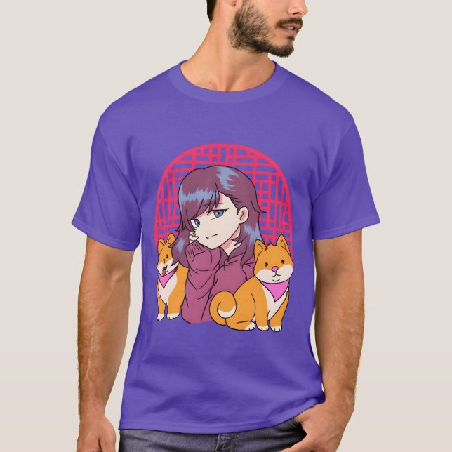Camiseta Garota de Anime com Cachorro amigo (Frente)