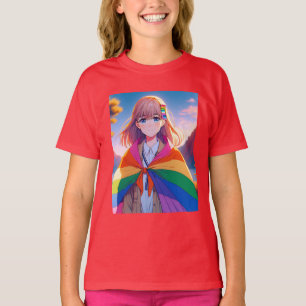 Camiseta Garota de Anime com Cape LGBTQIA+