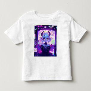 Camiseta Garota de Anime de Fantasia Cibernética Gótica Dem