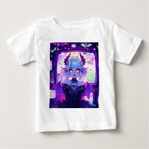 Camiseta Garota de anime de fantasia cyberpunk gótica demon