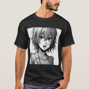 Camiseta Garota de Anime Desenho de Personagem Dinâmico e