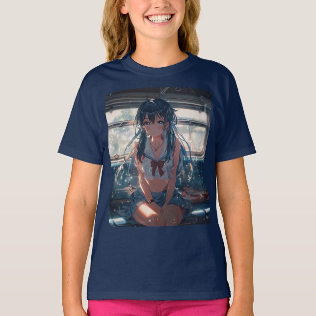 Camiseta Garota de Anime no Trem (Frente)
