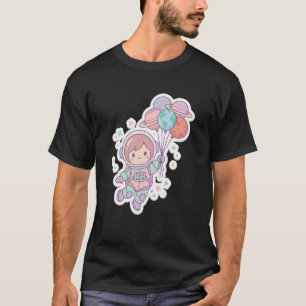 Camiseta Garota de Aniversário Astronauta Festa Espacial Fo