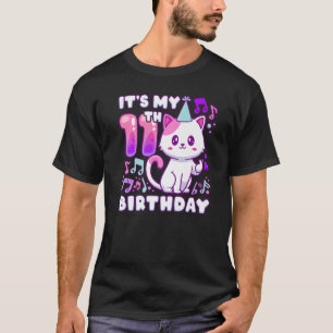 Camiseta Garota de aniversário de 11 anos, gatinho do pop K
