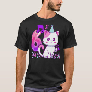 Camiseta Garota de aniversário de 6 anos, coração com pop K