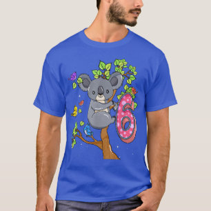 Camiseta Garota de Aniversário de 6 de Urso Koala, 6 Anos, 