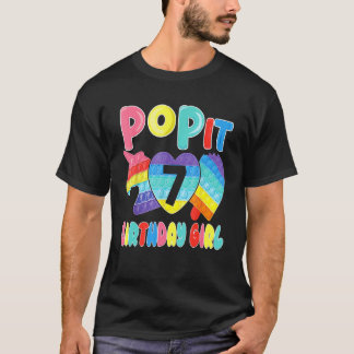Camiseta Garota De Aniversário De 7 Ano De pop Para Festa D