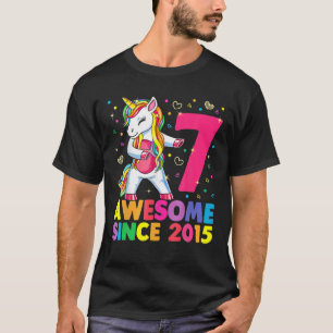 Camiseta Garota de aniversário de 7 anos do Unicórnio Flosn