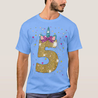 Camiseta Garota de Aniversário do 5 Unicórnio, 5 Anos
