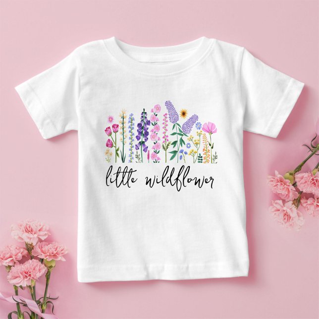 Camiseta Garota de Aniversário Floral de Flor (Little Wildflower Baby Girl Baby T-Shirt)