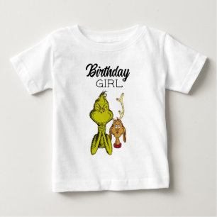 Camiseta Garota de Aniversário Grinch Quadro Negro