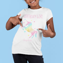 Camiseta Garota de Aniversário Personalizada Crianças do Un